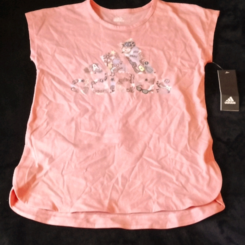 girls pink Adidas t-shirt.